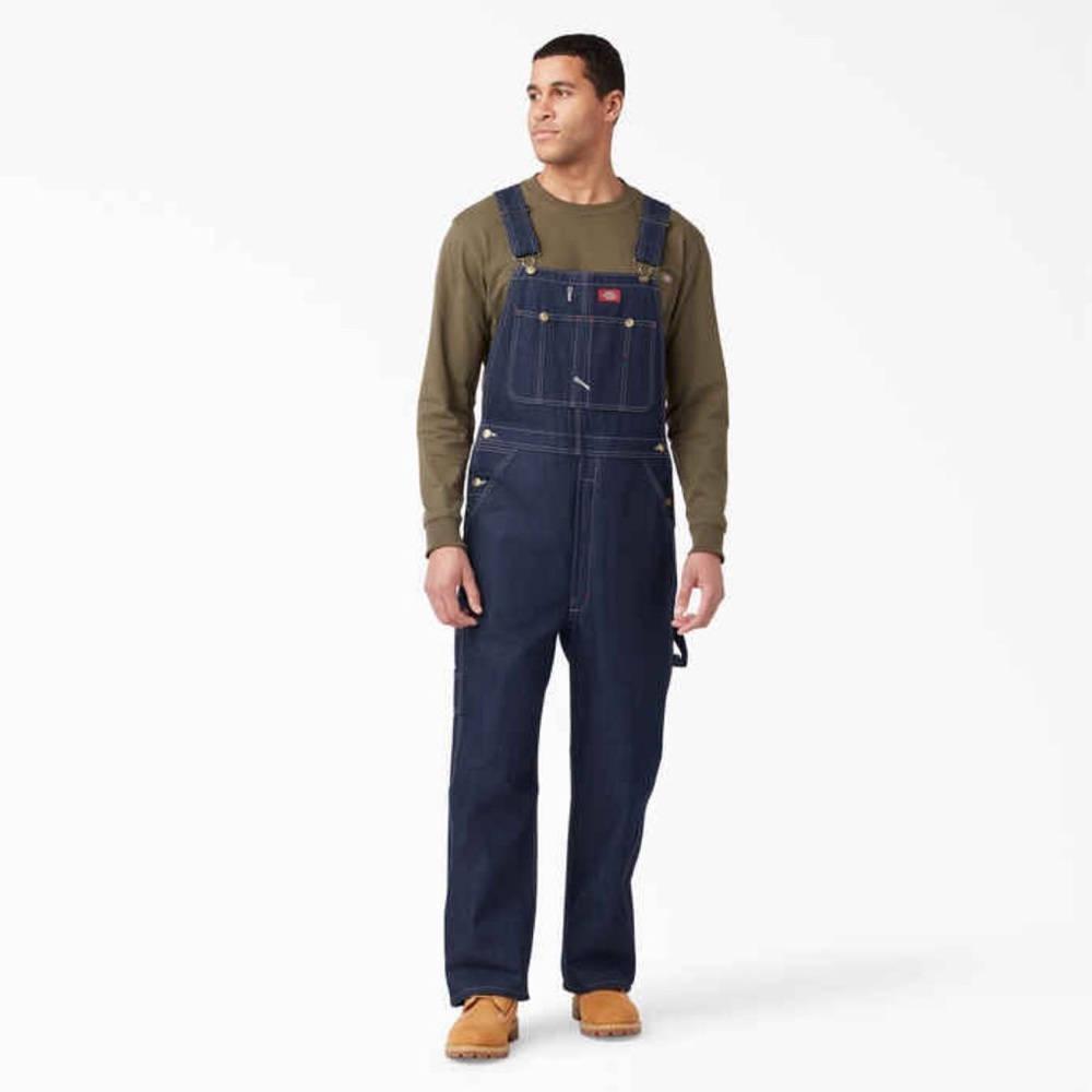 Dickies Bib Overalls Denim Jeans Workwear Pockets Size 46 X 30